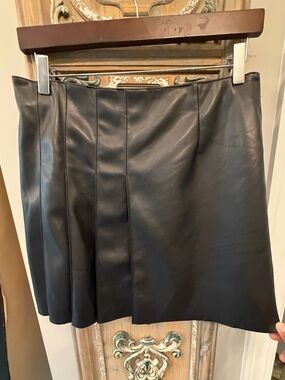 THML Black Faux Leather A-Line Mini Skirt